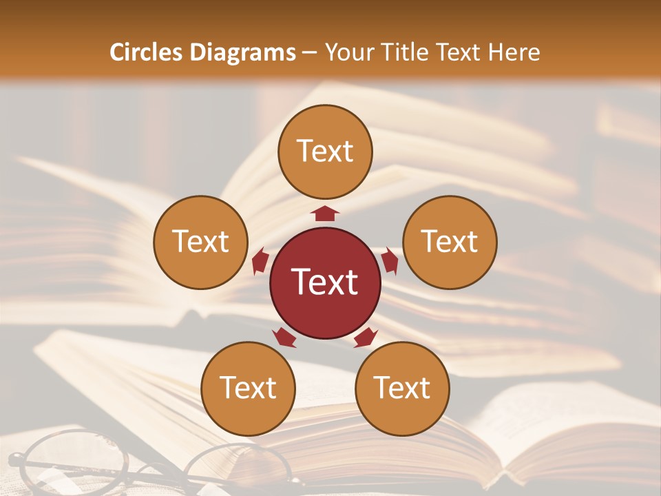 An Open Book With Glasses On Top Of It PowerPoint Template