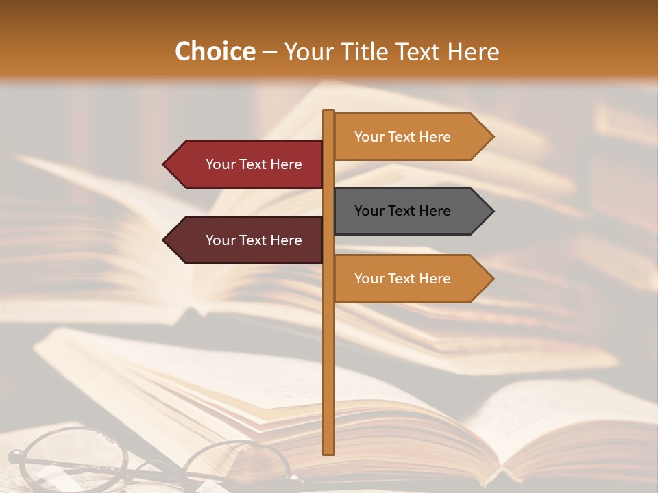 An Open Book With Glasses On Top Of It PowerPoint Template