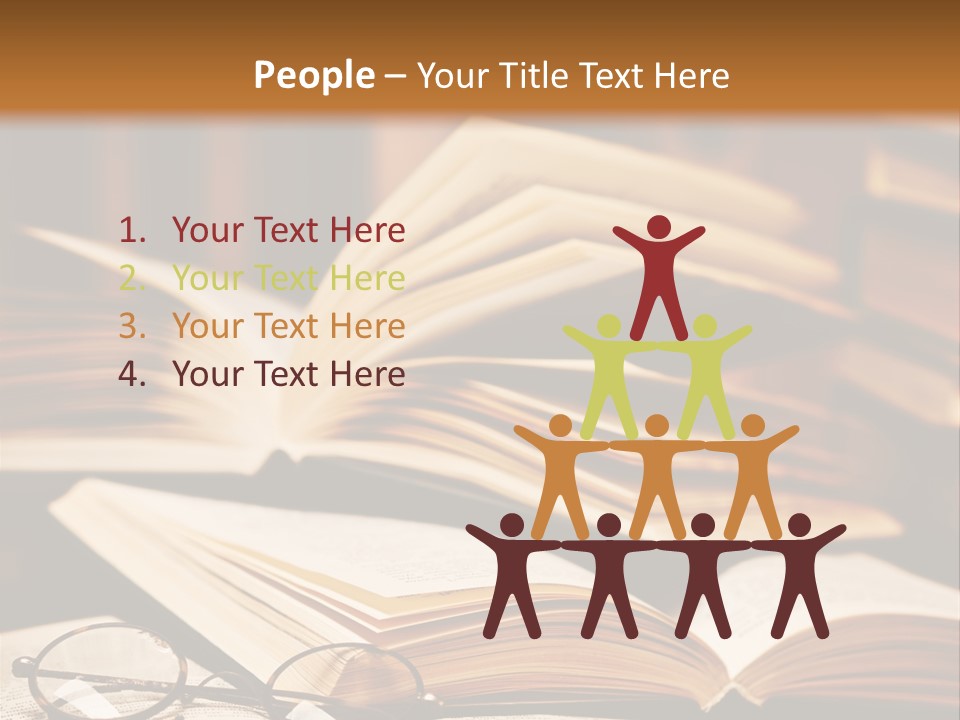 An Open Book With Glasses On Top Of It PowerPoint Template