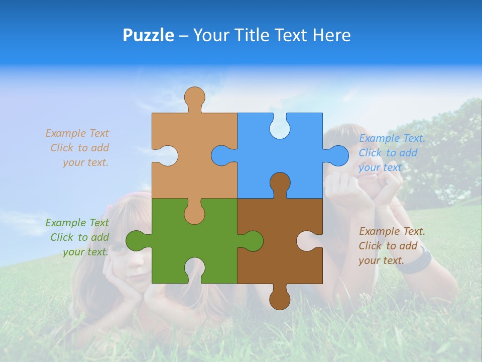 A Group Of Children Laying In The Grass PowerPoint Template