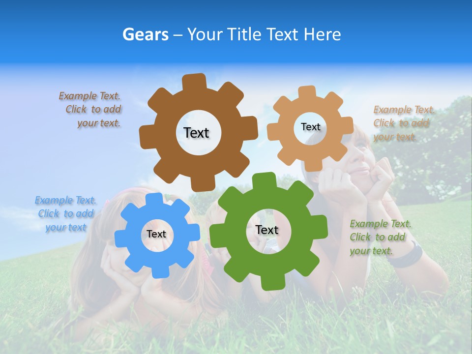 A Group Of Children Laying In The Grass PowerPoint Template