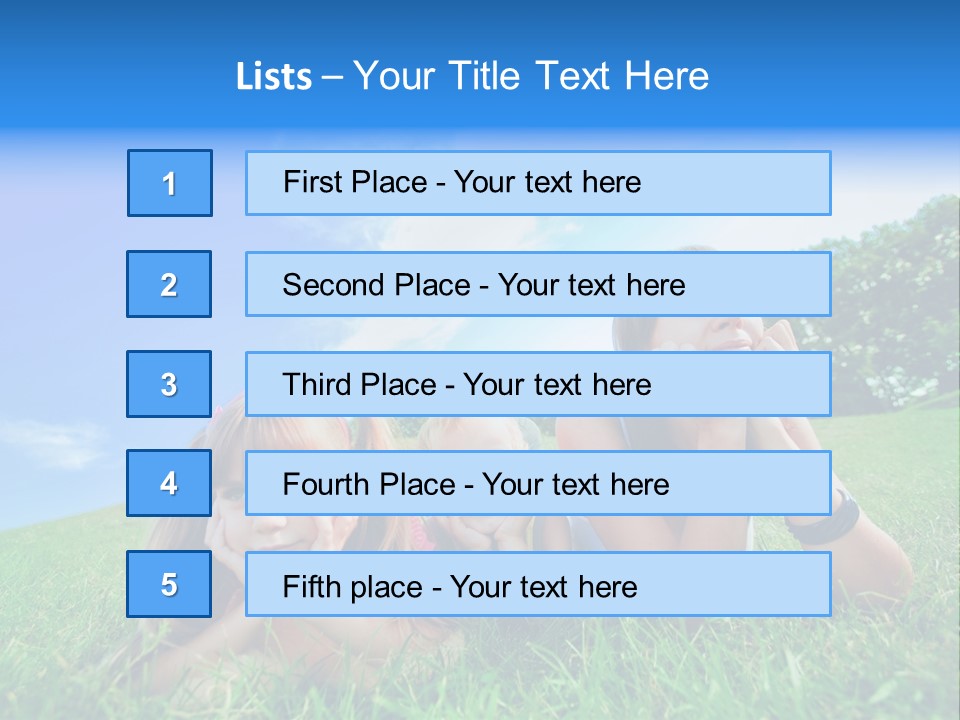 A Group Of Children Laying In The Grass PowerPoint Template
