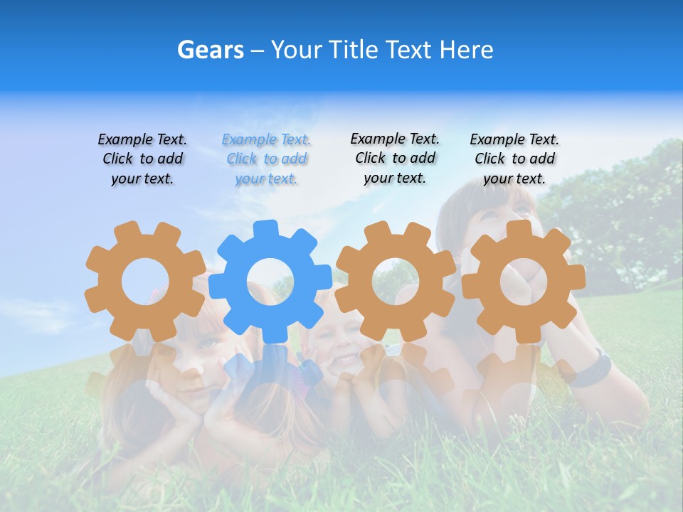 A Group Of Children Laying In The Grass PowerPoint Template
