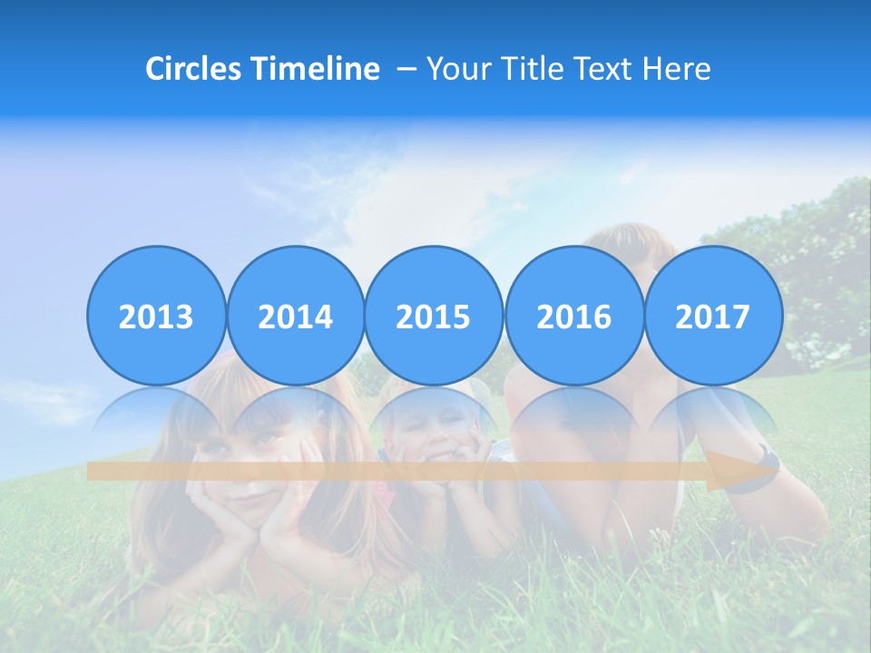 A Group Of Children Laying In The Grass PowerPoint Template