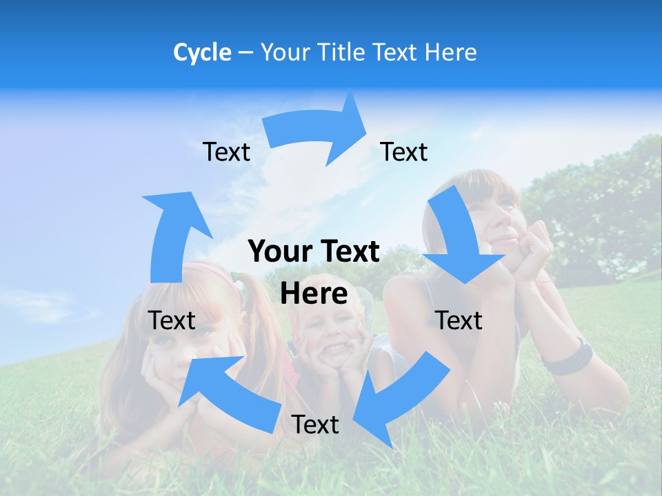 A Group Of Children Laying In The Grass PowerPoint Template