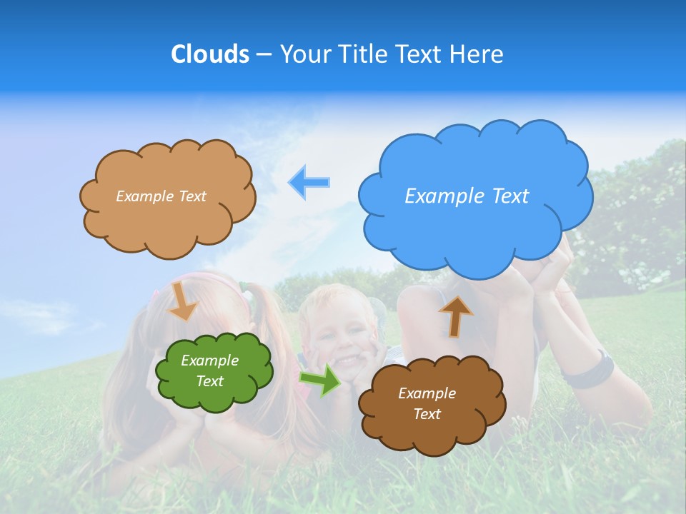 A Group Of Children Laying In The Grass PowerPoint Template