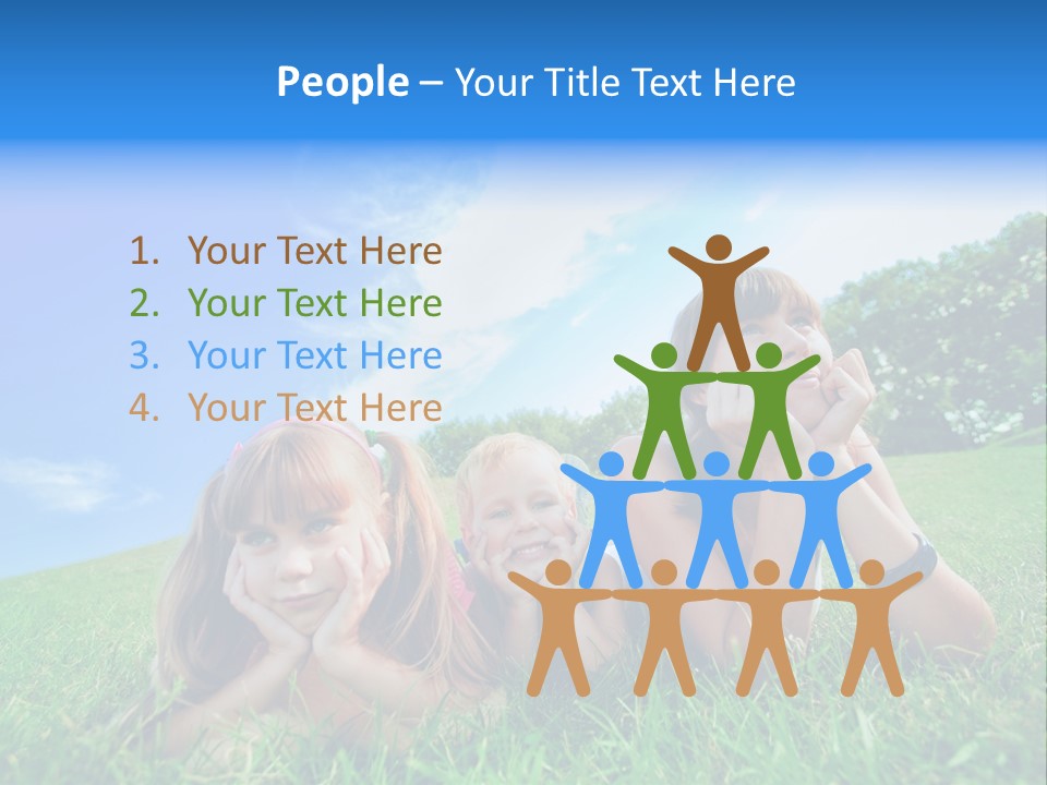 A Group Of Children Laying In The Grass PowerPoint Template