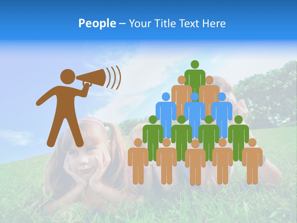 A Group Of Children Laying In The Grass PowerPoint Template