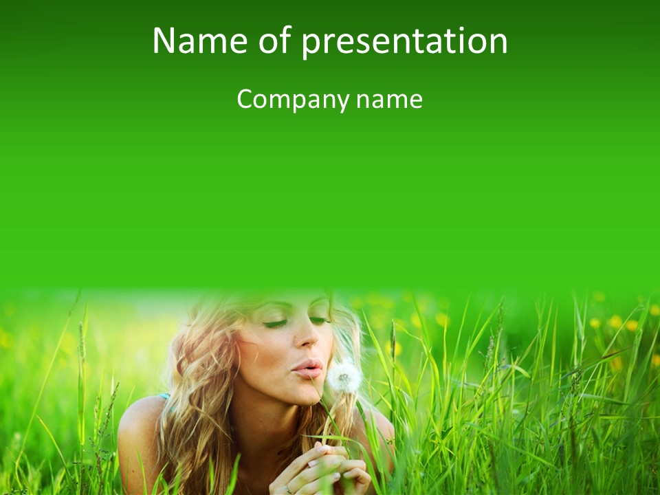 Grass Woman Summer PowerPoint Template