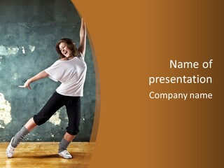 A Woman Is Dancing On A Wooden Floor PowerPoint Template