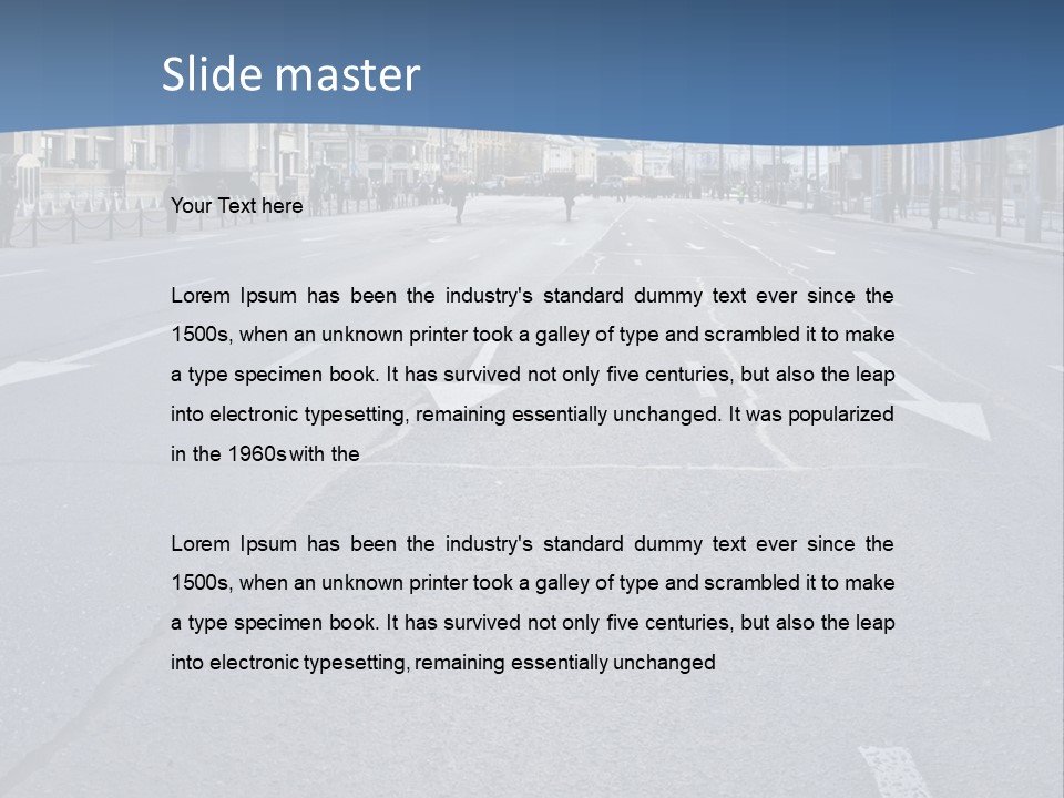 An Empty Street With People Walking On It PowerPoint Template