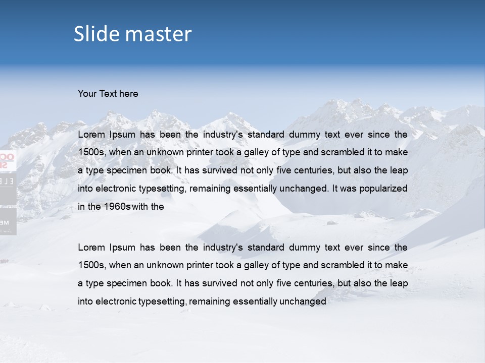 A Snowy Mountain Range With A Street Sign In The Foreground PowerPoint Template