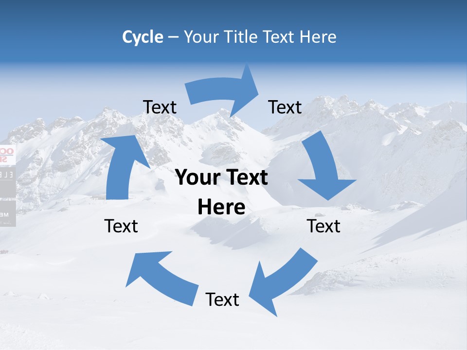 A Snowy Mountain Range With A Street Sign In The Foreground PowerPoint Template