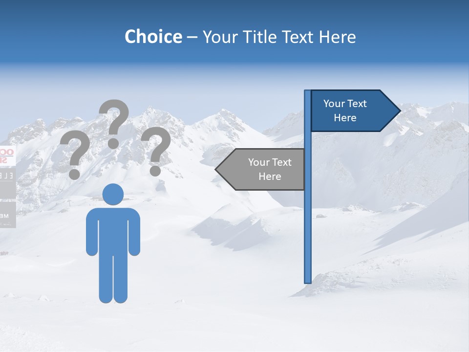 A Snowy Mountain Range With A Street Sign In The Foreground PowerPoint Template