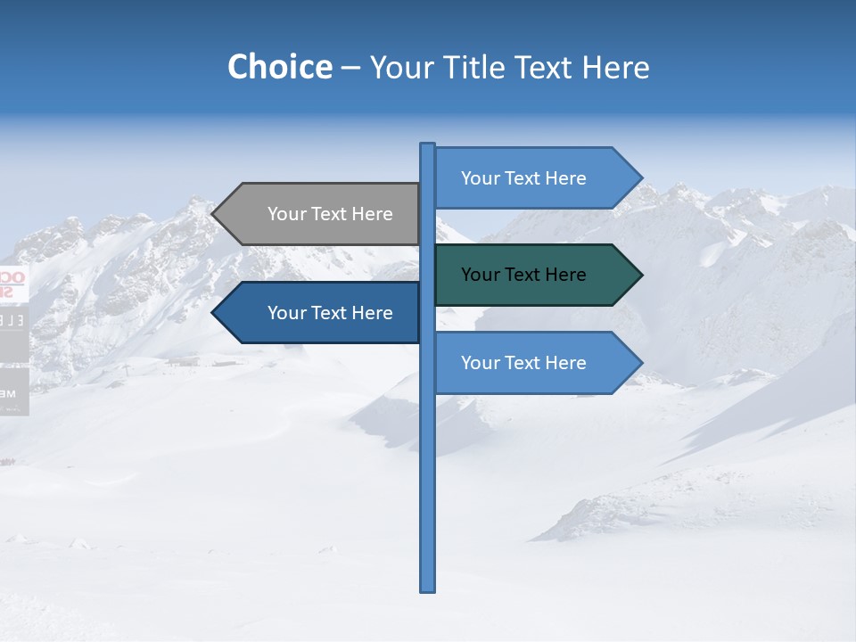 A Snowy Mountain Range With A Street Sign In The Foreground PowerPoint Template