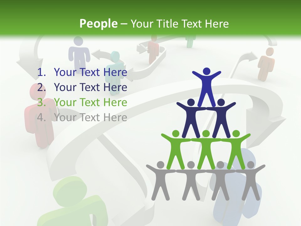 A Group Of People Connected By Arrows On A Green And White Background PowerPoint Template