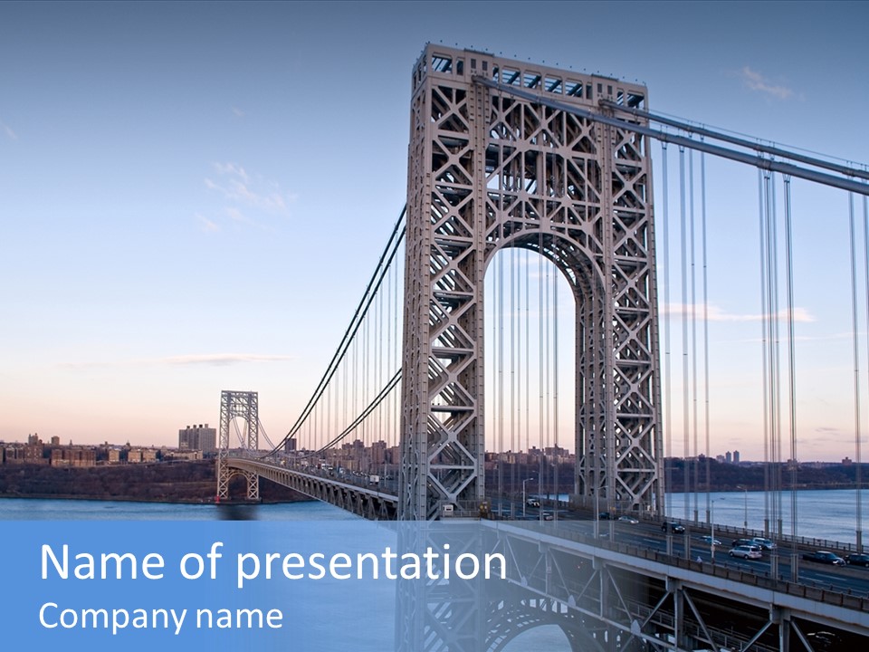 A Bridge Over Water With A City In The Background PowerPoint Template