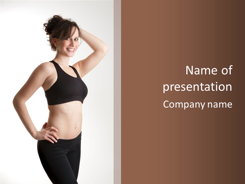 A Woman In A Black Sports Bra Top Posing For A Picture PowerPoint Template