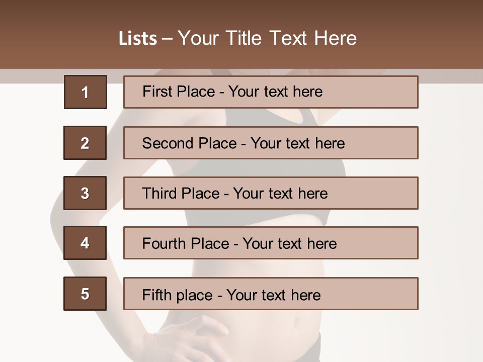 A Woman In A Black Sports Bra Top Posing For A Picture PowerPoint Template