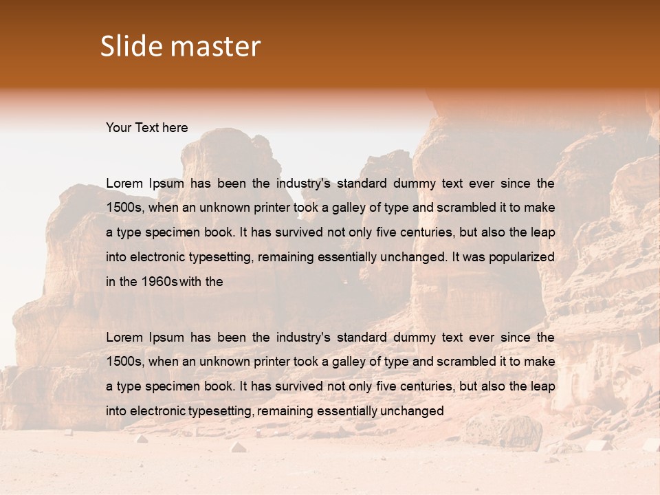 A Desert Landscape With Rocks And Sand PowerPoint Template