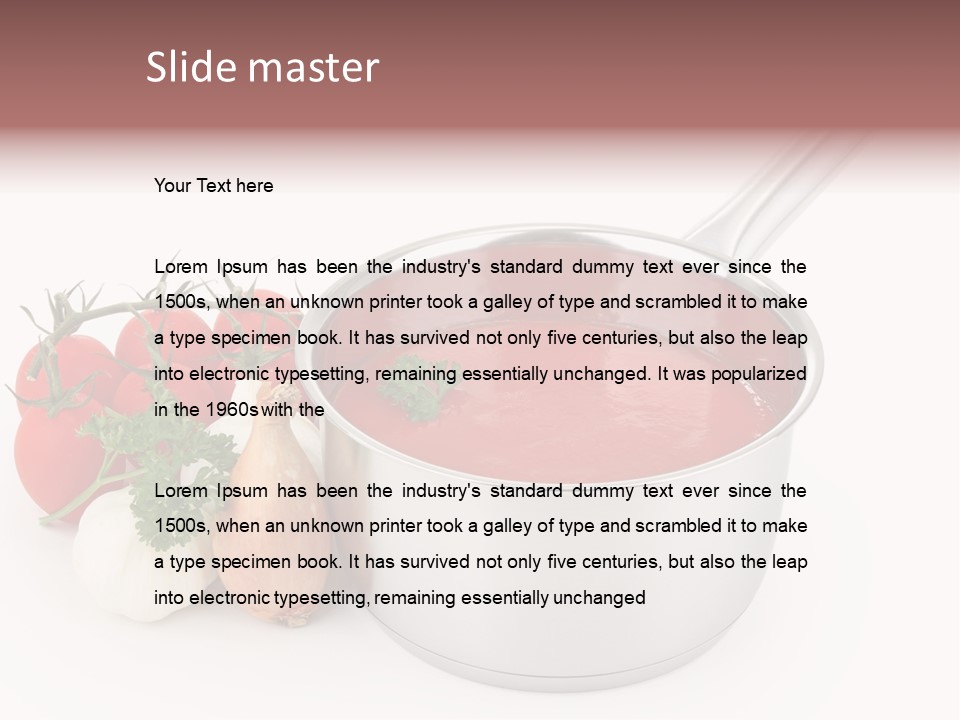 A Pot Of Tomato Soup Next To Some Vegetables PowerPoint Template