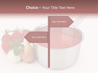 A Pot Of Tomato Soup Next To Some Vegetables PowerPoint Template