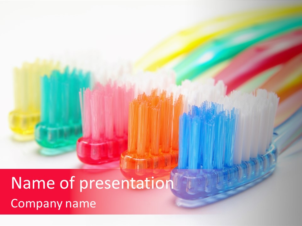 A Group Of Toothbrushes Sitting Next To Each Other PowerPoint Template