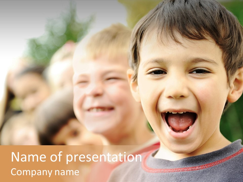 A Group Of Children With Their Mouths Open PowerPoint Template