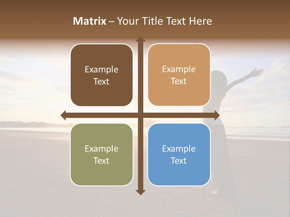 A Woman Standing On A Beach With Her Arms In The Air PowerPoint Template