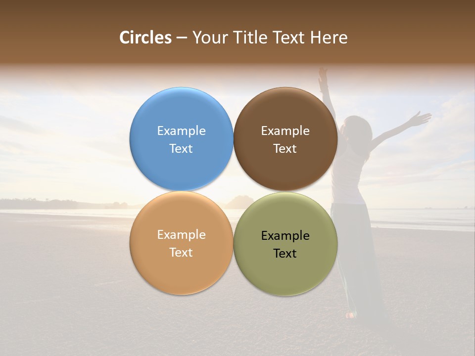 A Woman Standing On A Beach With Her Arms In The Air PowerPoint Template