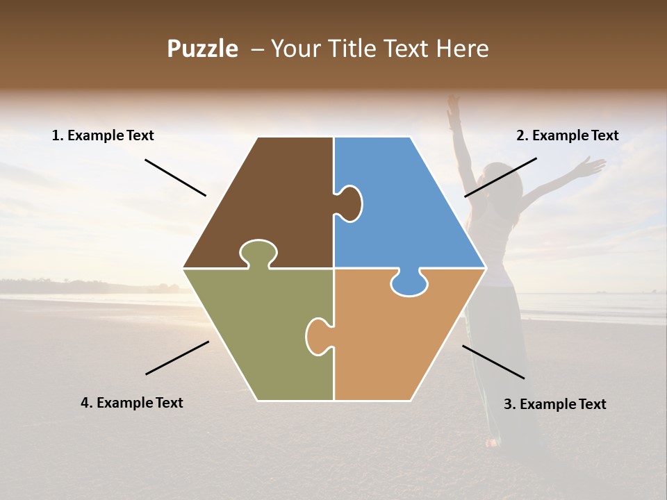 A Woman Standing On A Beach With Her Arms In The Air PowerPoint Template