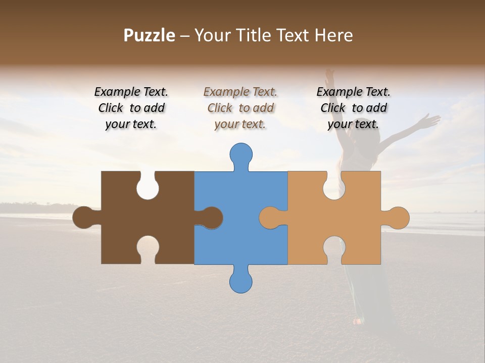 A Woman Standing On A Beach With Her Arms In The Air PowerPoint Template