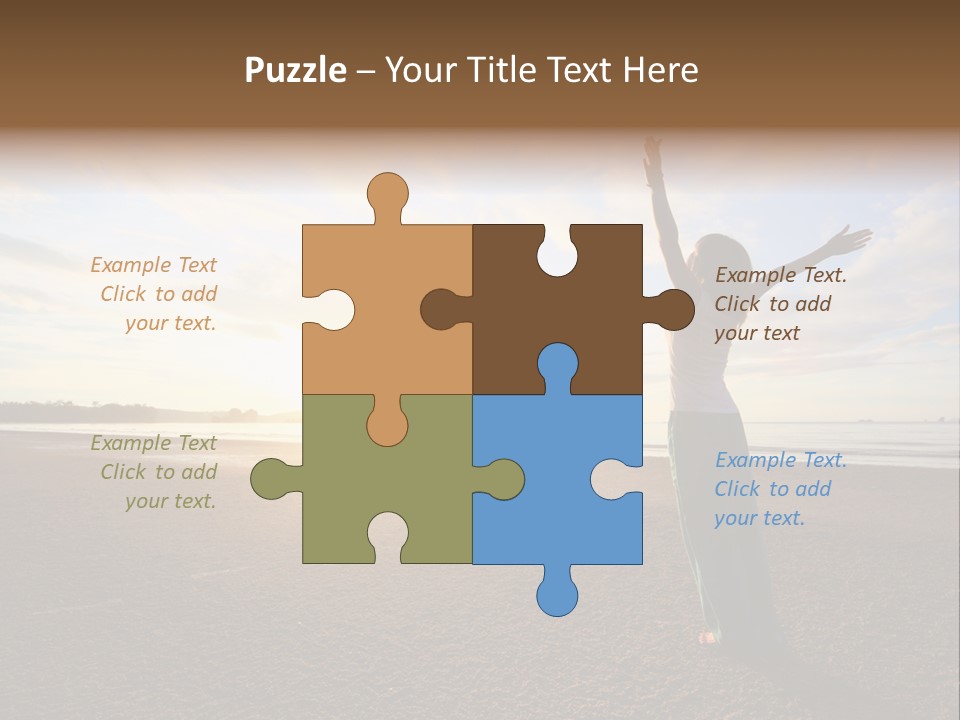 A Woman Standing On A Beach With Her Arms In The Air PowerPoint Template