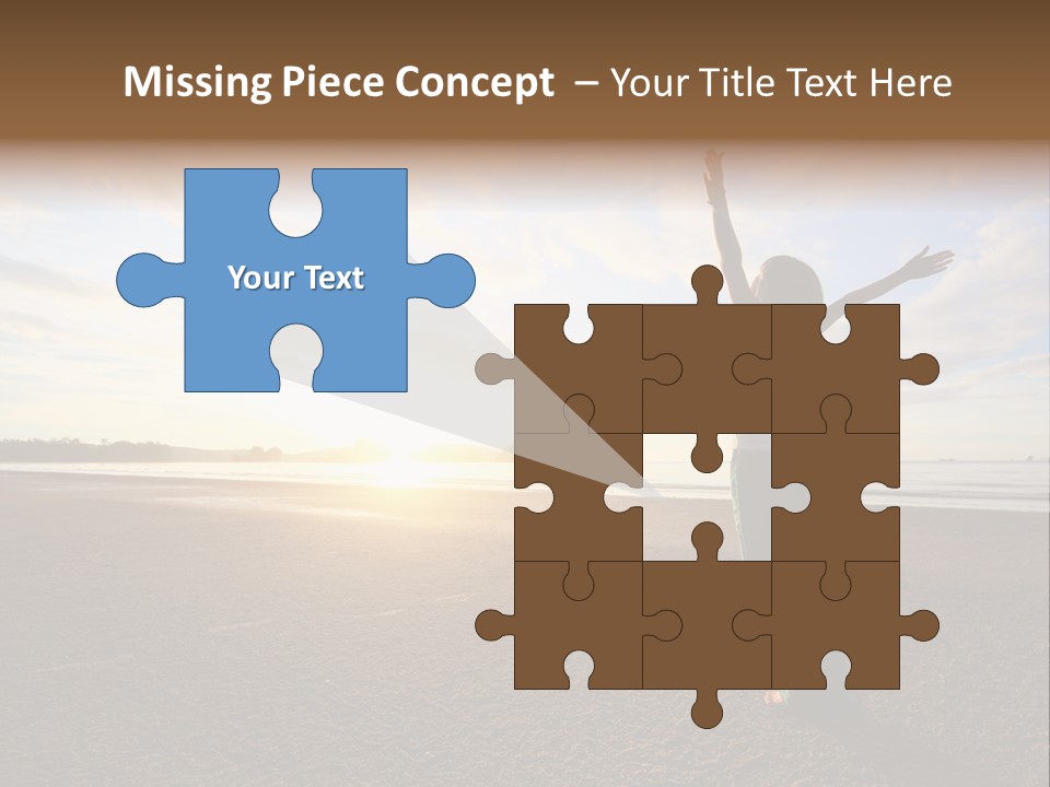 A Woman Standing On A Beach With Her Arms In The Air PowerPoint Template