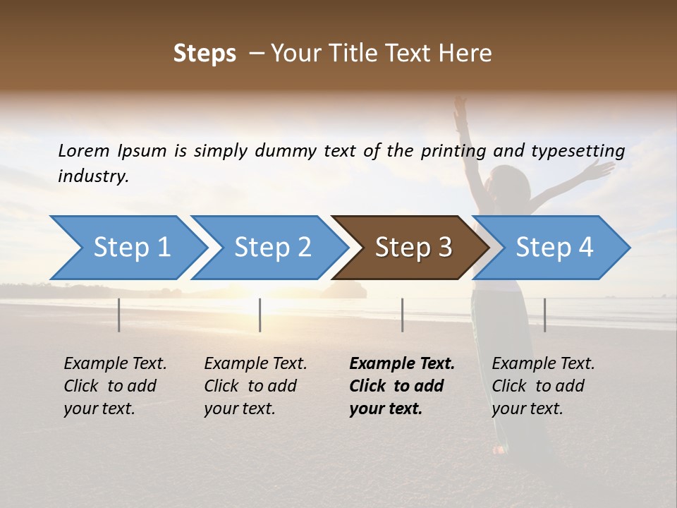 A Woman Standing On A Beach With Her Arms In The Air PowerPoint Template