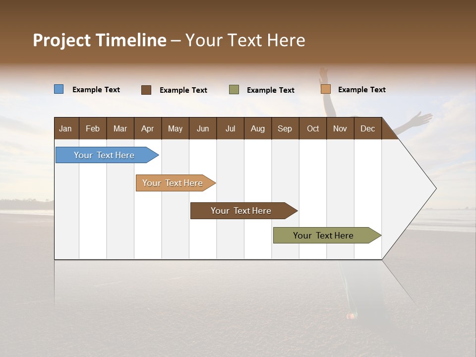 A Woman Standing On A Beach With Her Arms In The Air PowerPoint Template