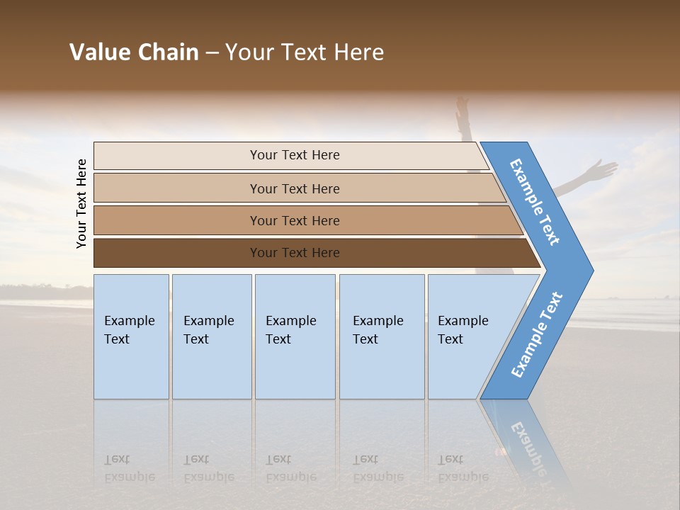 A Woman Standing On A Beach With Her Arms In The Air PowerPoint Template