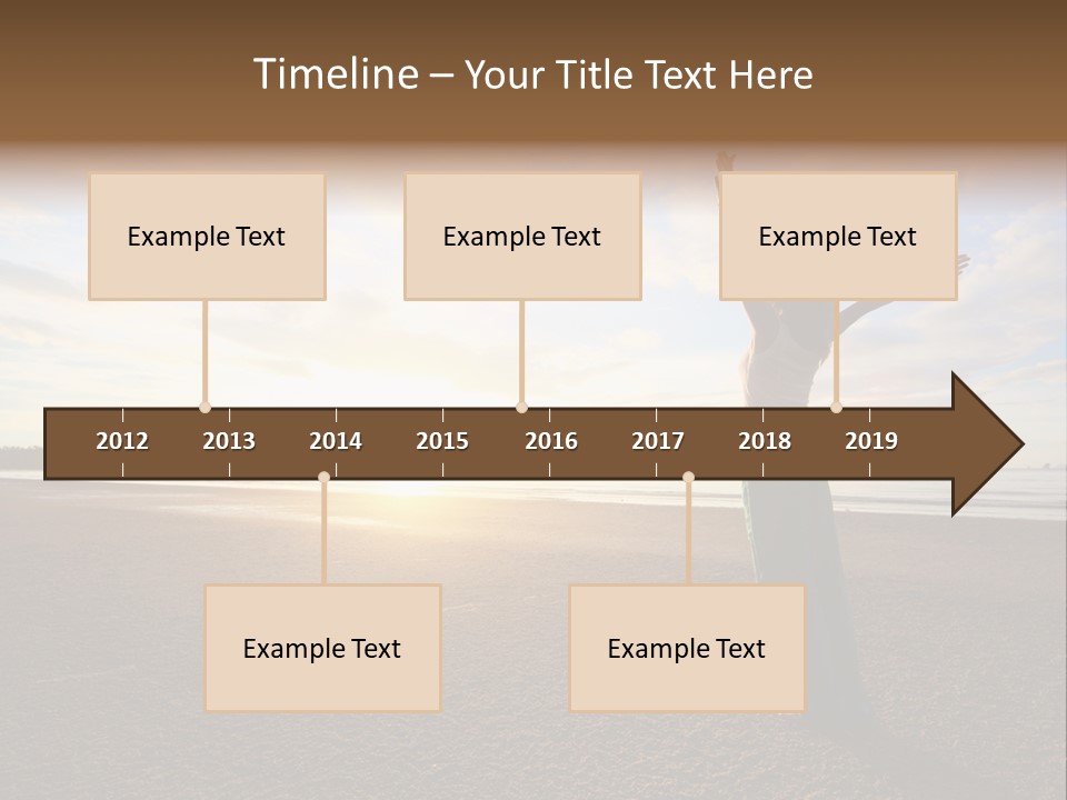 A Woman Standing On A Beach With Her Arms In The Air PowerPoint Template