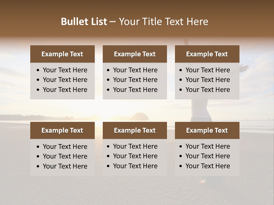 A Woman Standing On A Beach With Her Arms In The Air PowerPoint Template