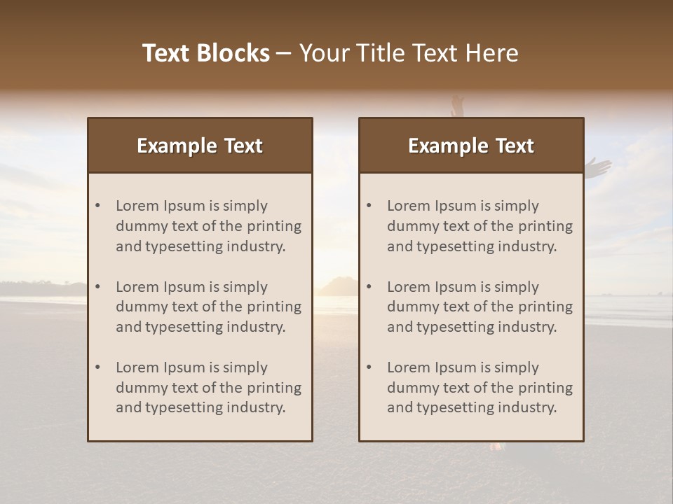 A Woman Standing On A Beach With Her Arms In The Air PowerPoint Template