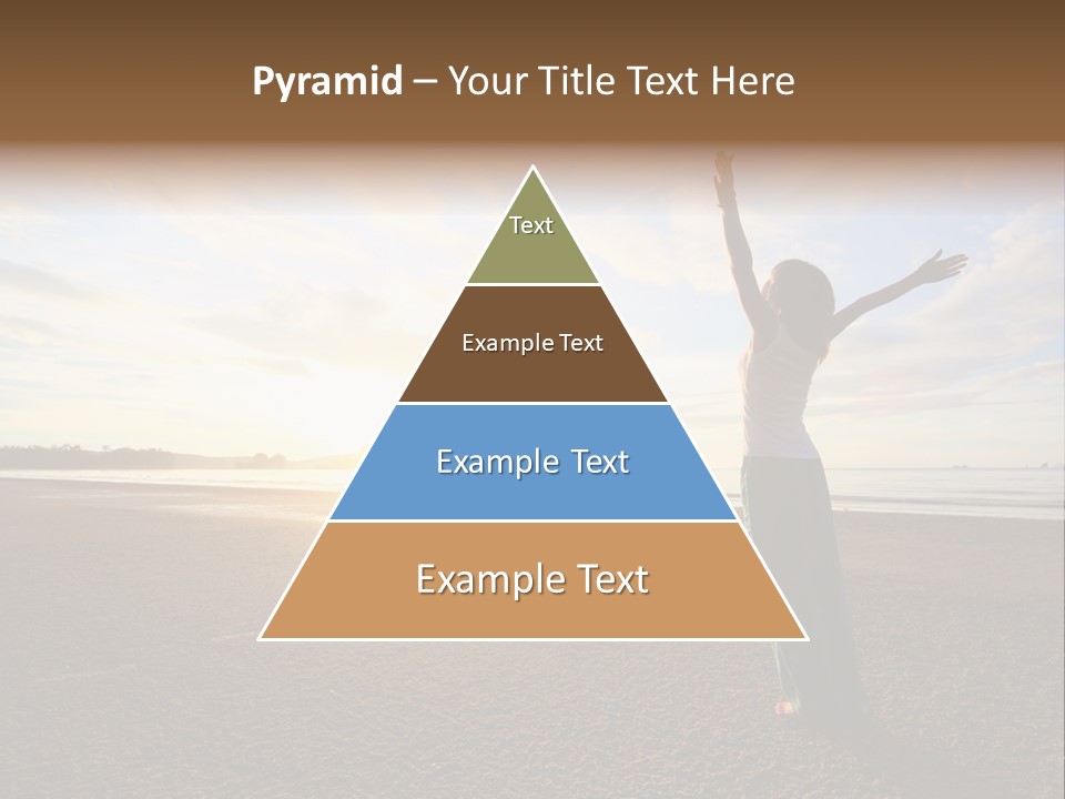 A Woman Standing On A Beach With Her Arms In The Air PowerPoint Template