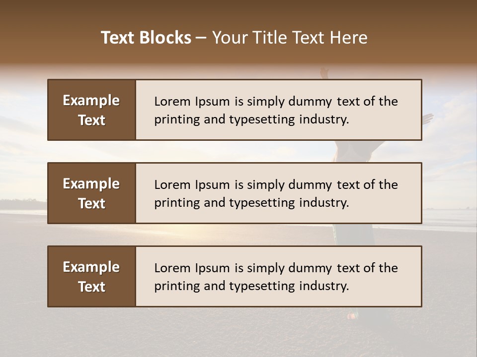 A Woman Standing On A Beach With Her Arms In The Air PowerPoint Template