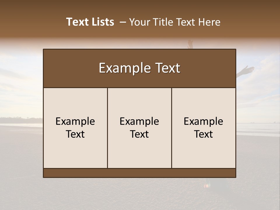 A Woman Standing On A Beach With Her Arms In The Air PowerPoint Template
