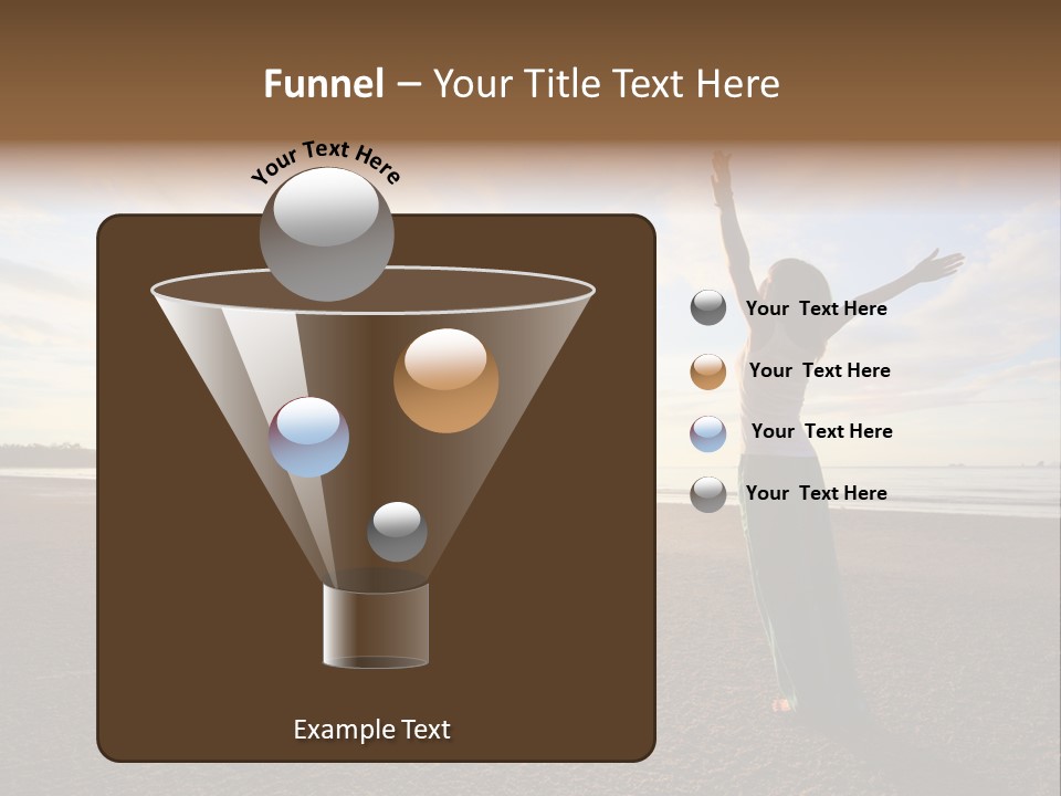 A Woman Standing On A Beach With Her Arms In The Air PowerPoint Template