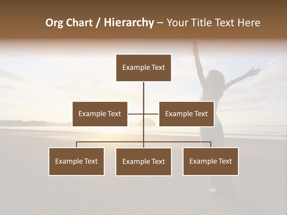 A Woman Standing On A Beach With Her Arms In The Air PowerPoint Template