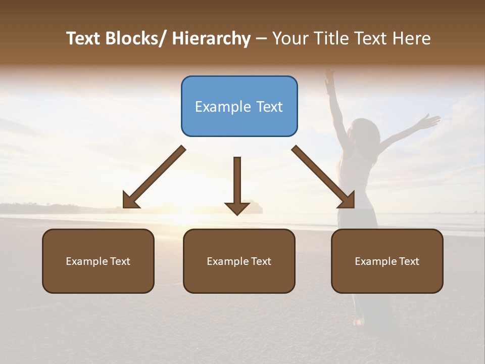 A Woman Standing On A Beach With Her Arms In The Air PowerPoint Template