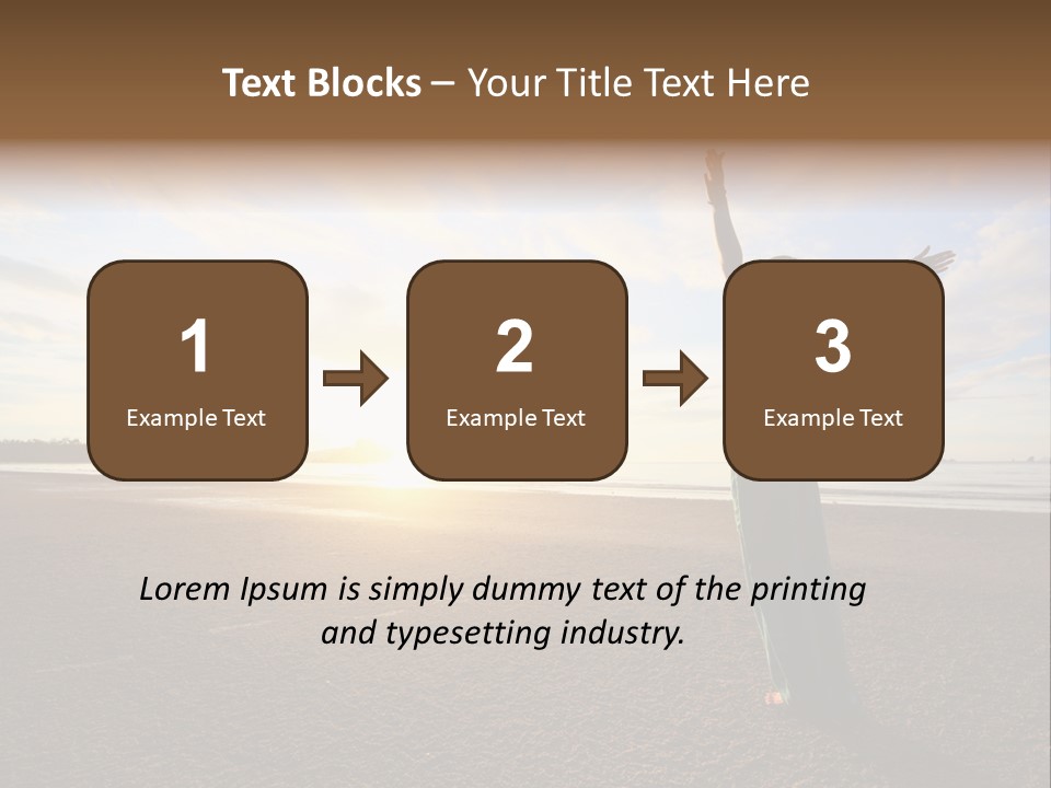 A Woman Standing On A Beach With Her Arms In The Air PowerPoint Template