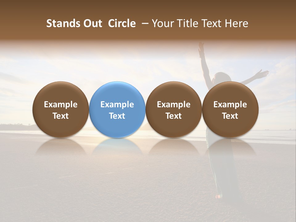 A Woman Standing On A Beach With Her Arms In The Air PowerPoint Template