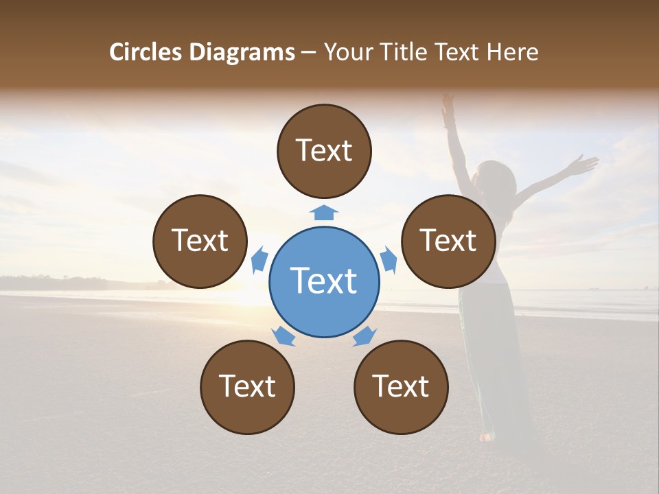 A Woman Standing On A Beach With Her Arms In The Air PowerPoint Template