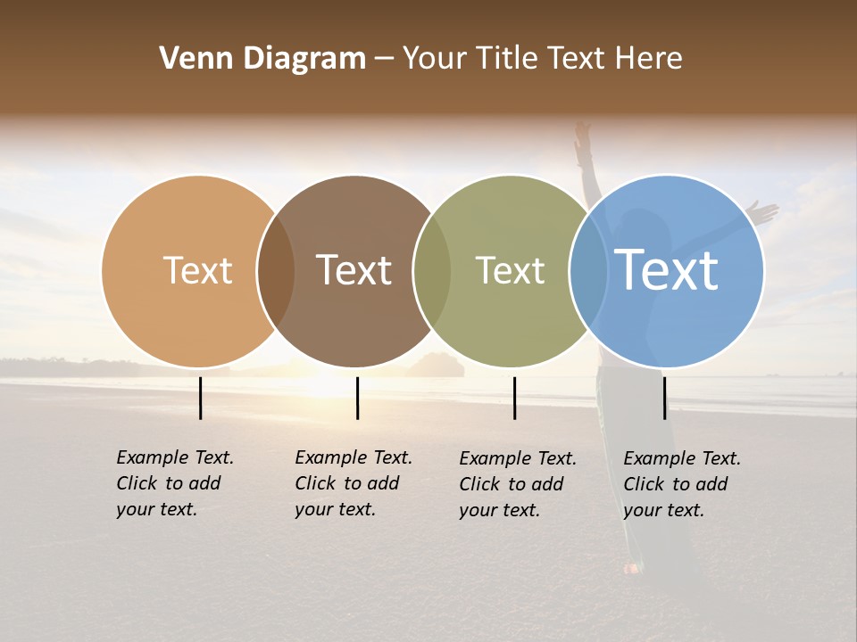 A Woman Standing On A Beach With Her Arms In The Air PowerPoint Template